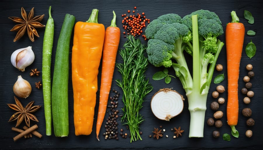 Colorful vegetables and spices for THCA-infused meals